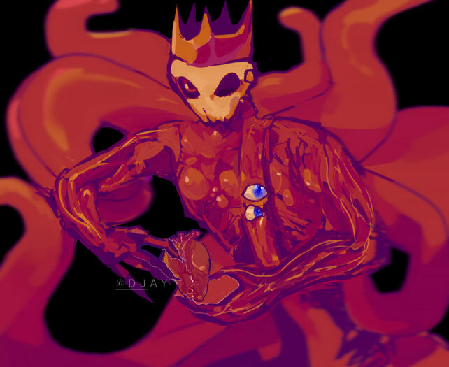 A mass of tentacles and humanoid flesh, this monster holds a realistic looking heart in between his palms.